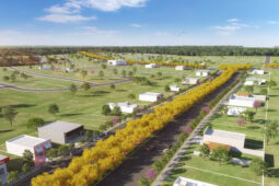 Imagem do planejamento e desenvolvimento do loteamento com infraestrutura completa e lotes prontos para compra, representando as oportunidades de financiamento de terreno.